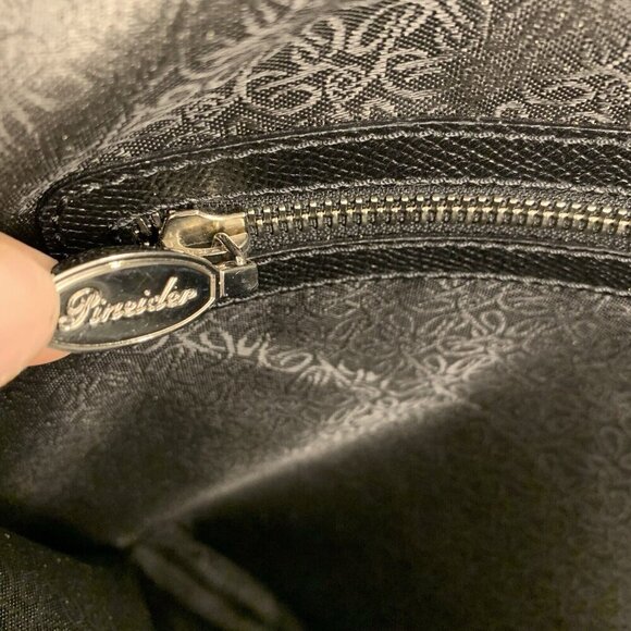 Pineider Black Leather City Chic 2-Handle Large Satchel Bag Briefcase *flaw* - Picture 10 of 16